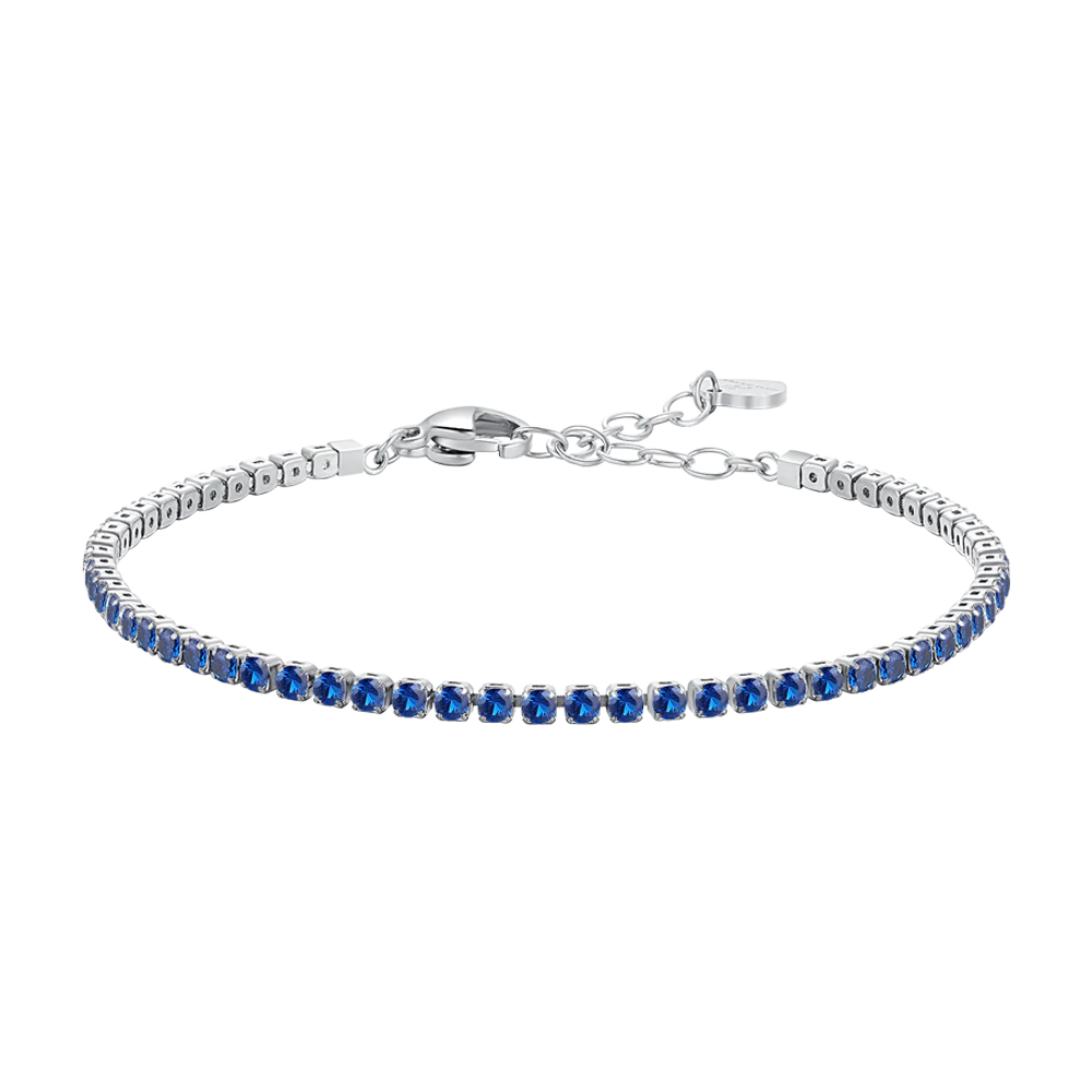 LUCA BARRA - BRACCIALE TENNIS DONNA IN ACCIAIO CON ZIRCONI BLU