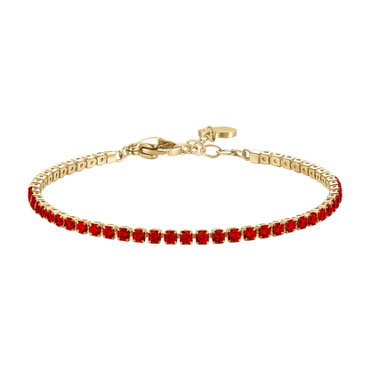 LUCA BARRA - BRACCIALE TENNIS DONNA IN ACCIAIO DORATO CON ZIRCONI ROSSI