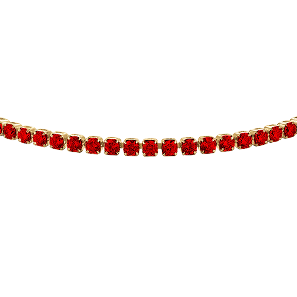 LUCA BARRA - BRACCIALE TENNIS DONNA IN ACCIAIO DORATO CON ZIRCONI ROSSI