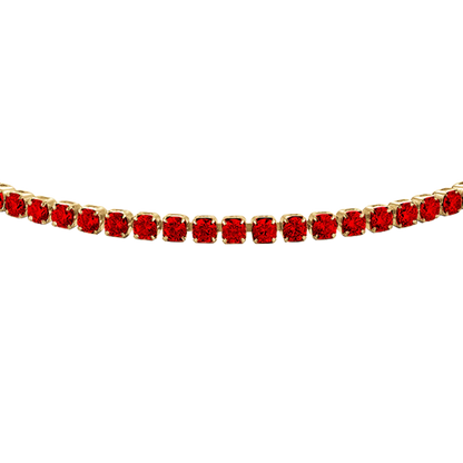 LUCA BARRA - BRACCIALE TENNIS DONNA IN ACCIAIO DORATO CON ZIRCONI ROSSI