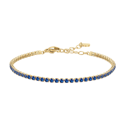 LUCA BARRA - BRACCIALE TENNIS DONNA IN ACCIAIO COLORE ORO CON ZIRCONI BLU