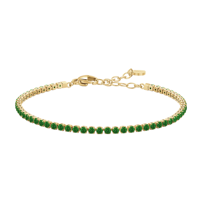 LUCA BARRA - BRACCIALE TENNIS DONNA IN ACCIAIO COLORE ORO CON ZIRCONI VERDI