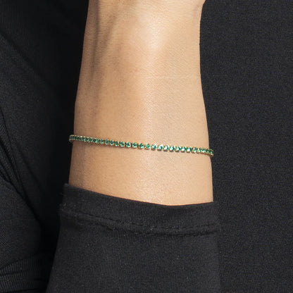 LUCA BARRA - BRACCIALE TENNIS DONNA IN ACCIAIO COLORE ORO CON ZIRCONI VERDI