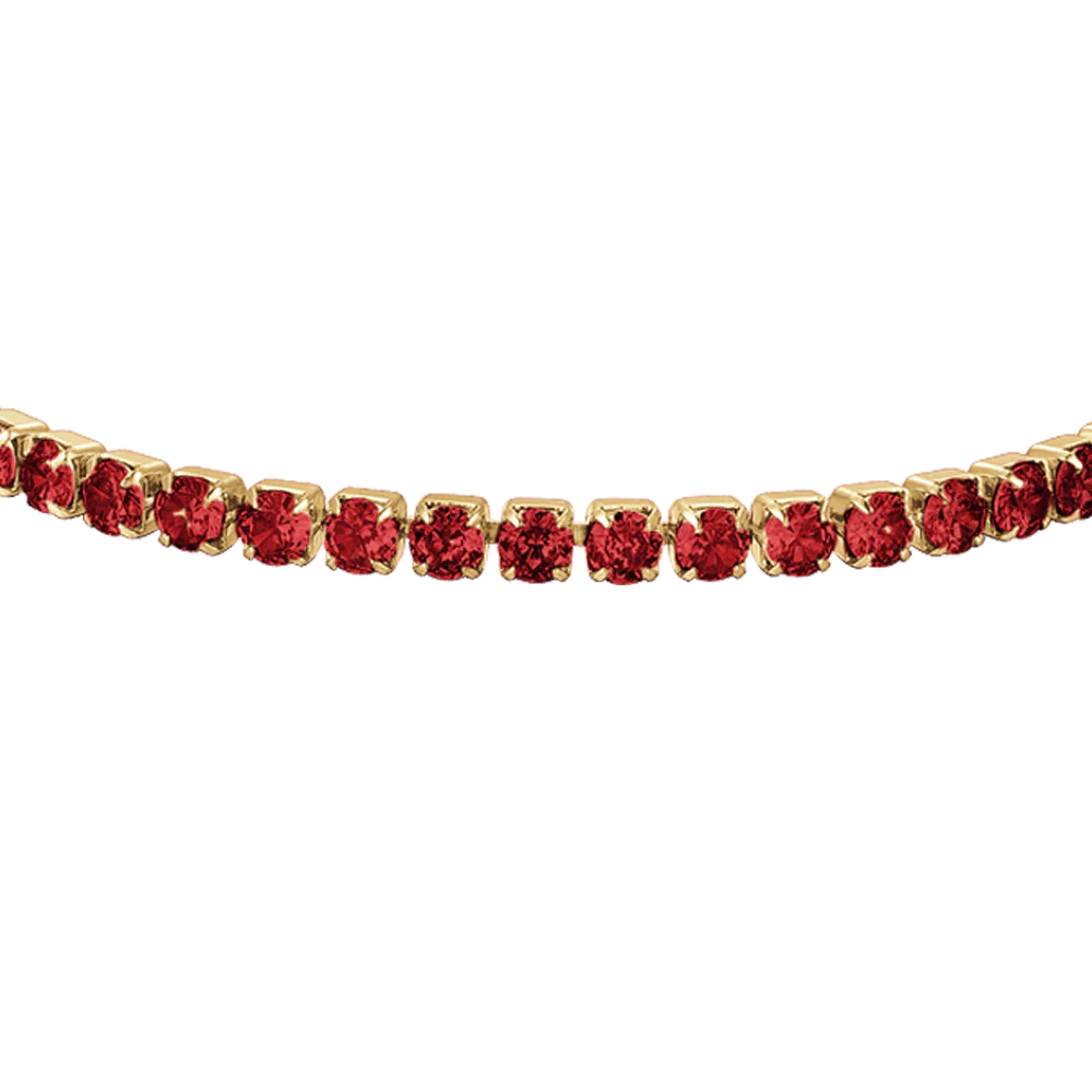 LUCA BARRA - BRACCIALE DONNA TENNIS IN ACCIAIO IP GOLD CON CRISTALLI ROSSI