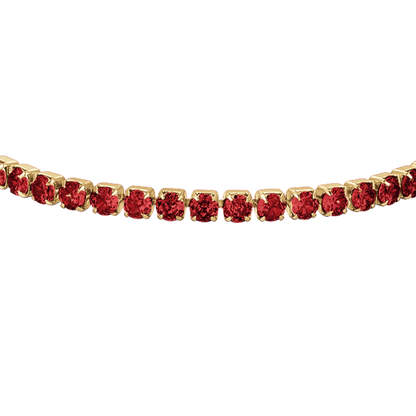 LUCA BARRA - BRACCIALE DONNA TENNIS IN ACCIAIO IP GOLD CON CRISTALLI ROSSI