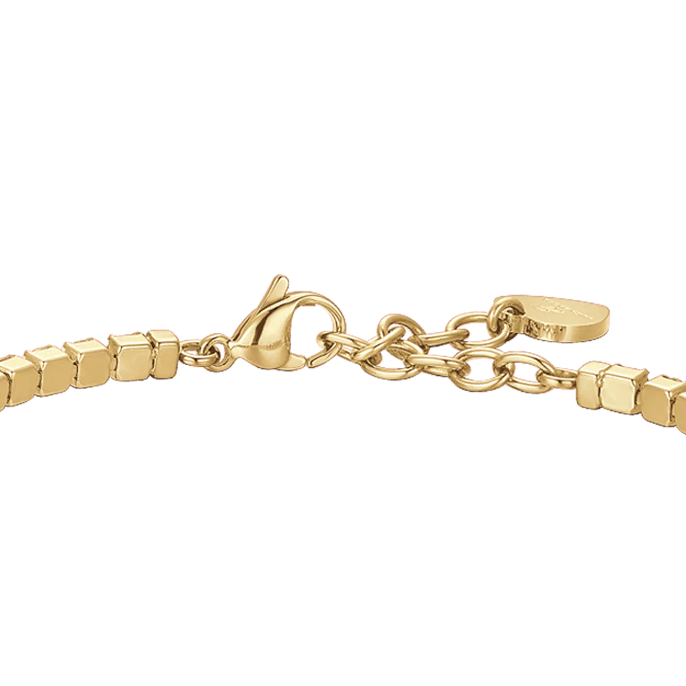 LUCA BARRA - BRACCIALE DONNA TENNIS IN ACCIAIO IP GOLD CON CRISTALLI ROSSI