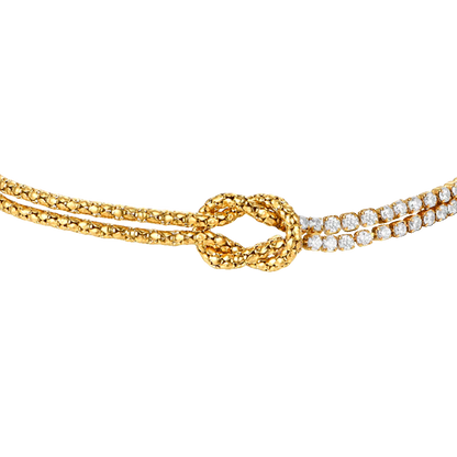 LUCA BARRA - BRACCIALE DONNA IN ACCIAIO DORATO CON NODO E ZIRCONI BIANCHI