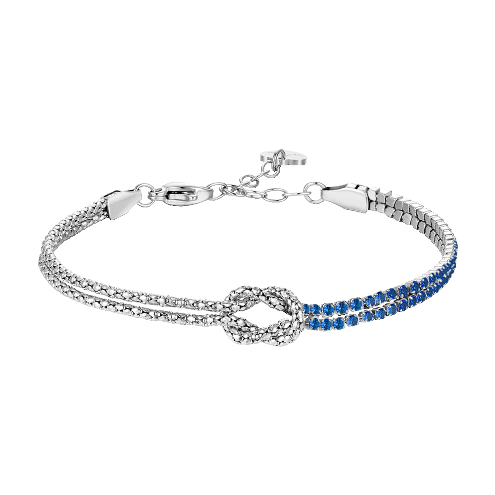 LUCA BARRA - BRACCIALE DONNA IN ACCIAIO CON NODO E ZIRCONI BLU