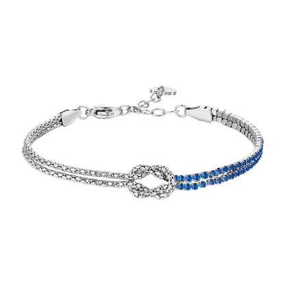 LUCA BARRA - BRACCIALE DONNA IN ACCIAIO CON NODO E ZIRCONI BLU