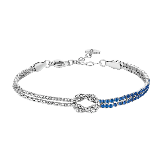LUCA BARRA - BRACCIALE DONNA IN ACCIAIO CON NODO E ZIRCONI BLU