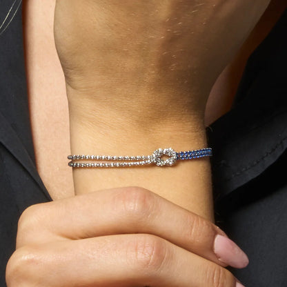 LUCA BARRA - BRACCIALE DONNA IN ACCIAIO CON NODO E ZIRCONI BLU
