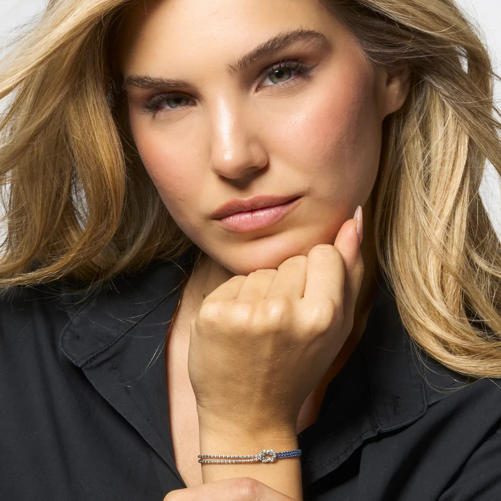 LUCA BARRA - BRACCIALE DONNA IN ACCIAIO CON NODO E ZIRCONI BLU