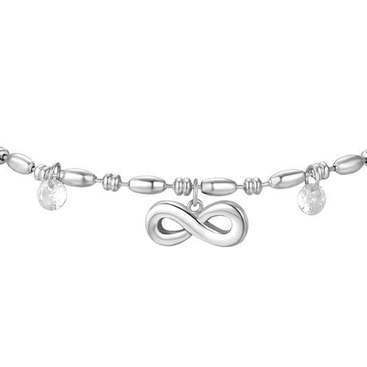 LUCA BARRA - BRACCIALE DONNA IN ACCIAIO CON INFINITO E ZIRCONI BIANCHI