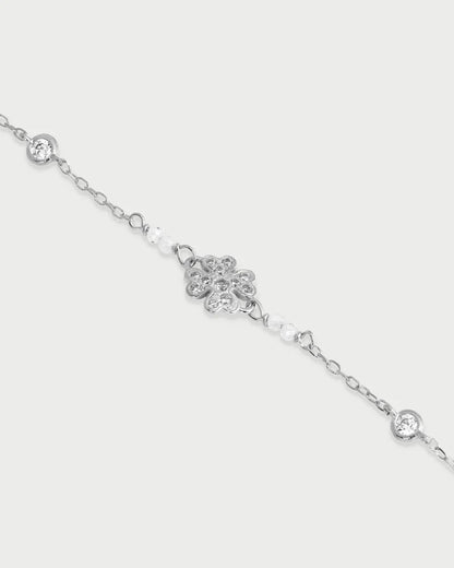 BRACCIALE ARGENTO CON QUADRIFOGLIO PAVE' E ZIRCONI