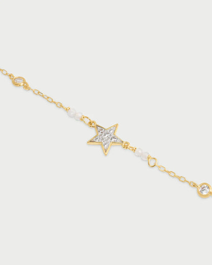 BRACCIALE ARGENTO DORATO CON STELLA E ZIRCONI