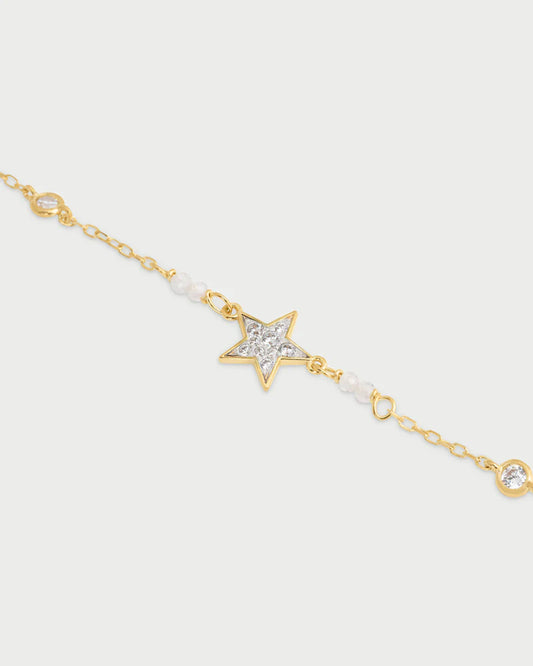 BRACCIALE ARGENTO DORATO CON STELLA E ZIRCONI