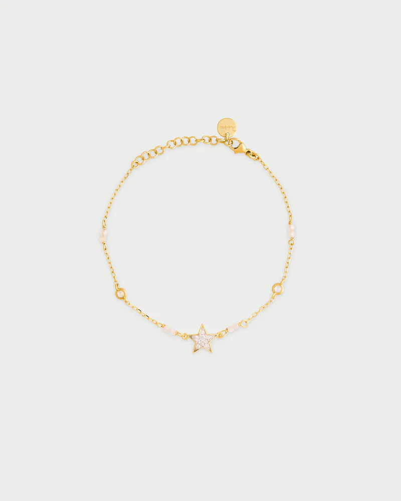 BRACCIALE ARGENTO DORATO CON STELLA E ZIRCONI