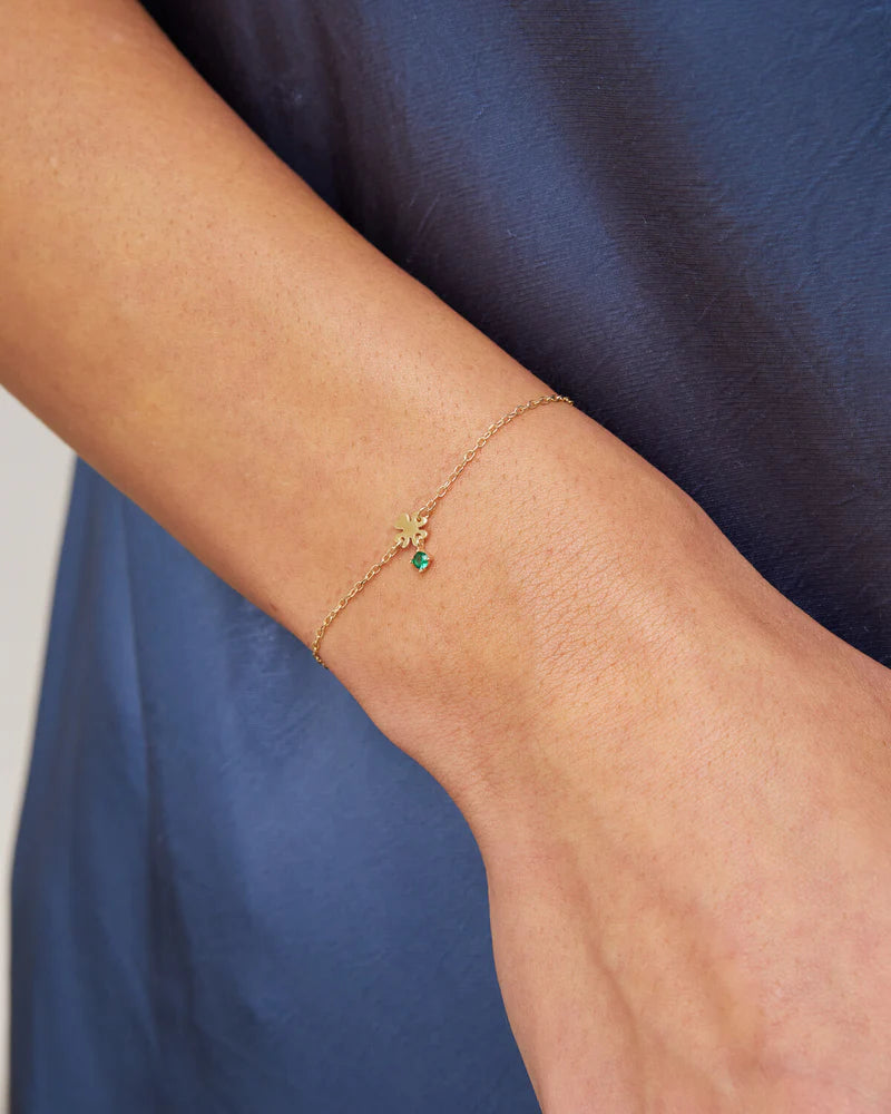 BRACCIALE CON QUADRIFOGLIO E ZIRCONE VERDE