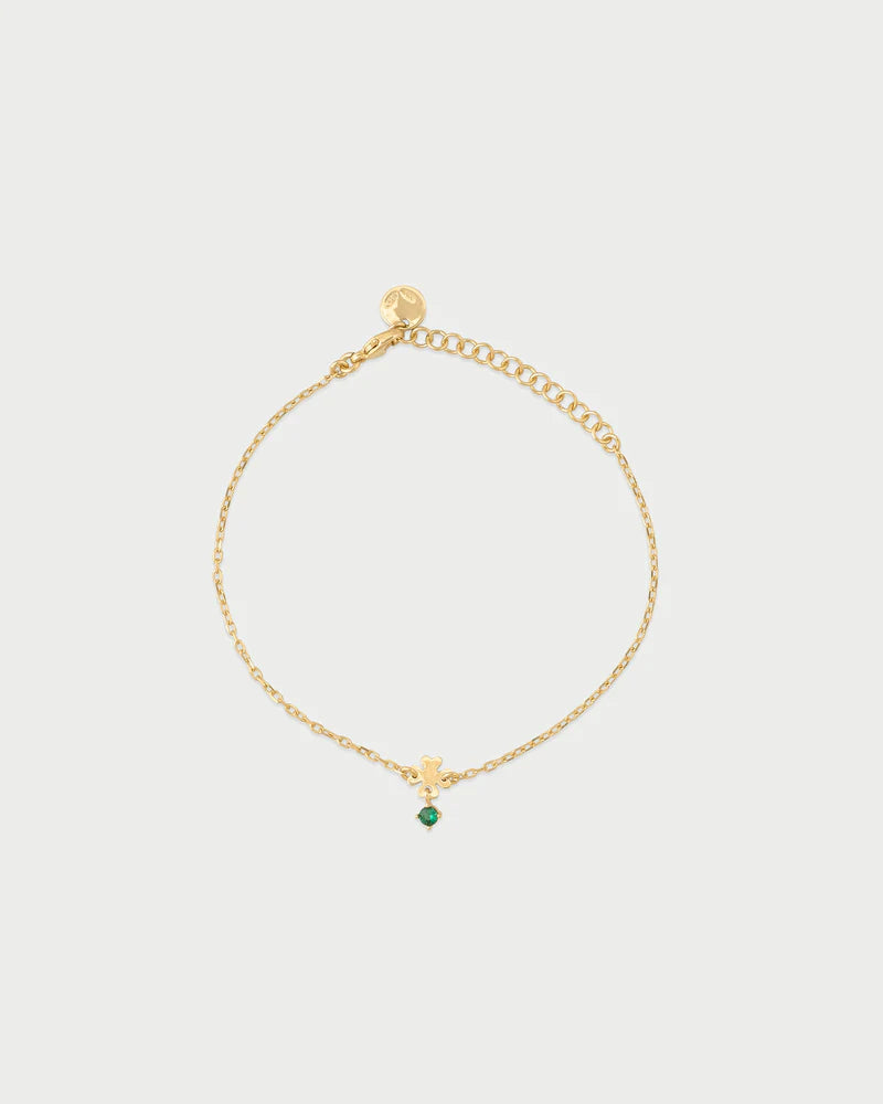 BRACCIALE CON QUADRIFOGLIO E ZIRCONE VERDE