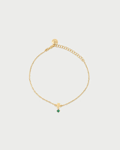 BRACCIALE CON QUADRIFOGLIO E ZIRCONE VERDE