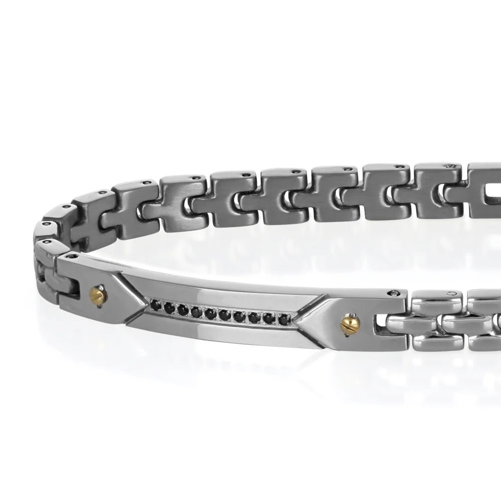 GOYATE' - BRACCIALE ZENITH MAVERICK PISTRINA CON ZIRCONI NERI