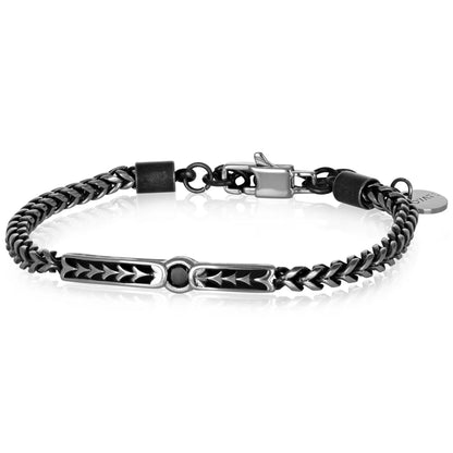 GOYATE' - BRACCIALE UOMO ACCIAIO CON PLACCHETTA CON ZIRCONE NERO