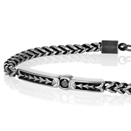 GOYATE' - BRACCIALE UOMO ACCIAIO CON PLACCHETTA CON ZIRCONE NERO