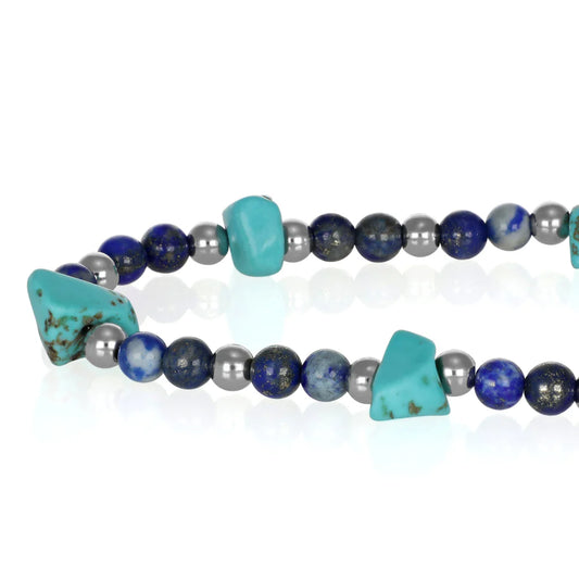 GOYATE' - BRACCIALE UOMO LAPIS E AULITE TURCHESE