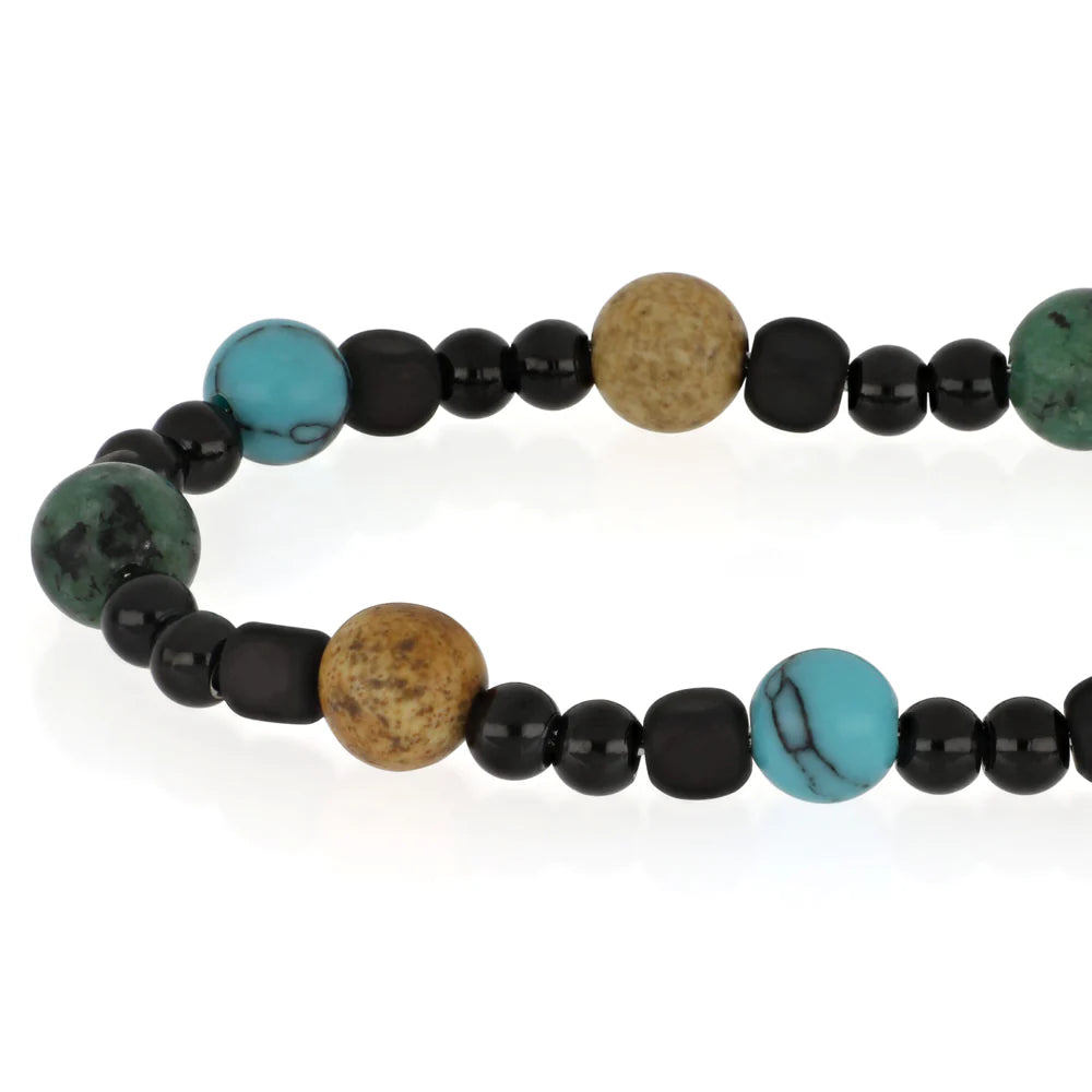 GOYATE' - BRACCIALE UOMO ACCIAIO ORO NERO  E MIX DI PIETRE