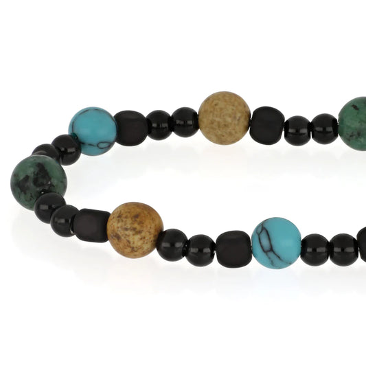 GOYATE' - BRACCIALE UOMO ACCIAIO ORO NERO  E MIX DI PIETRE