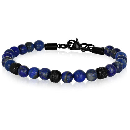 GOYATE' - BRACCIALE LAPIS E SFERE NERE MARTELLATE