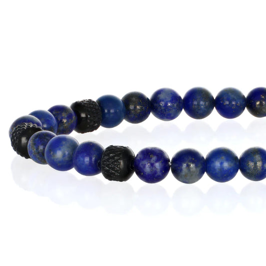 GOYATE' - BRACCIALE LAPIS E SFERE NERE MARTELLATE