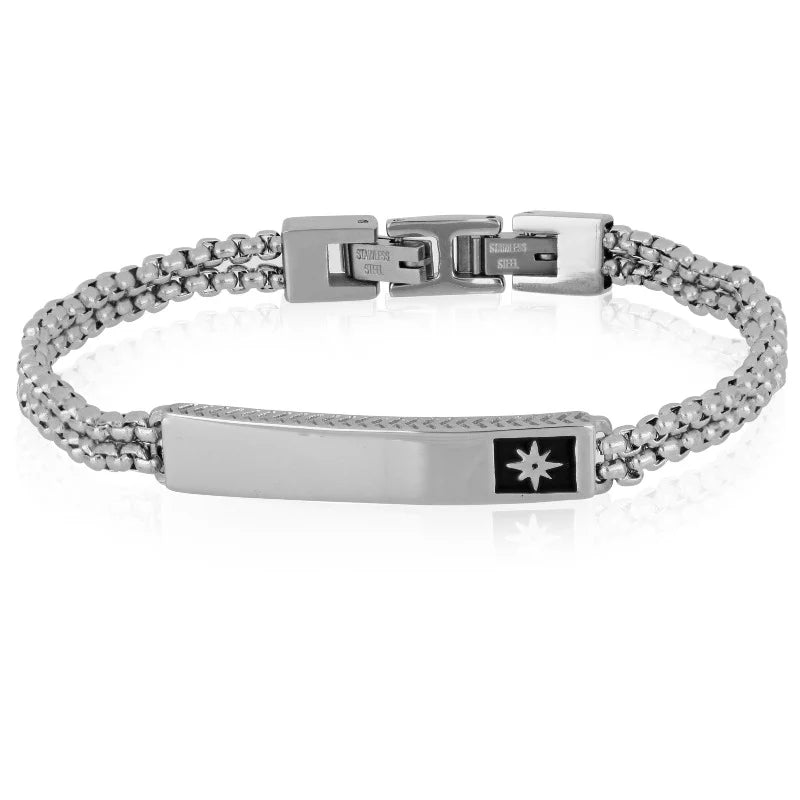 GOYATE' - BRACCIALE UOMO ACCIAIO CON PLACCHETTA ROSA DEI VENTI