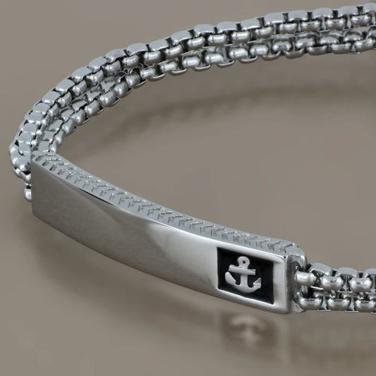 GOYATE' - BRACCIALE UOMO ACCIAIO CON PLACCHETTA ANCORA