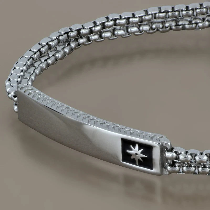 GOYATE' - BRACCIALE UOMO ACCIAIO CON PLACCHETTA ROSA DEI VENTI