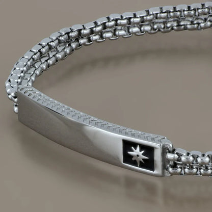 GOYATE' - BRACCIALE UOMO ACCIAIO CON PLACCHETTA ROSA DEI VENTI