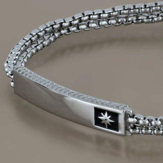 GOYATE' - BRACCIALE UOMO ACCIAIO CON PLACCHETTA ROSA DEI VENTI