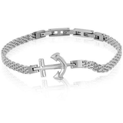 GOYATE' - BRACCIALE IN ACCIAIO CON ANCORA CENTRALE