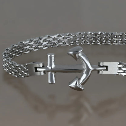 GOYATE' - BRACCIALE IN ACCIAIO CON ANCORA CENTRALE