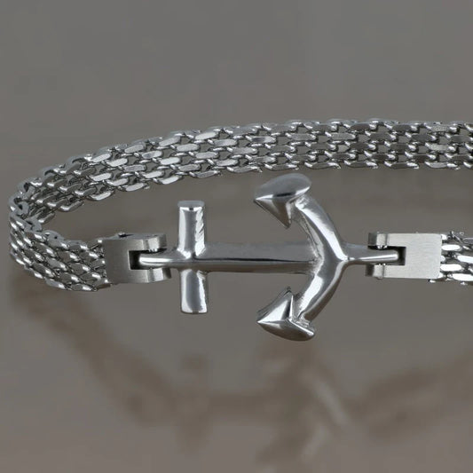 GOYATE' - BRACCIALE IN ACCIAIO CON ANCORA CENTRALE