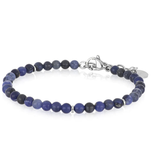 GOYATE' - BRACCIALE ACCIAIO CON SFERE BLU LAPIS