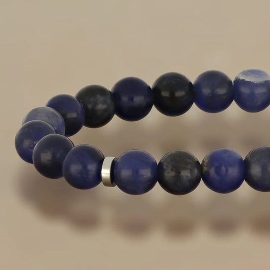 GOYATE' - BRACCIALE ACCIAIO CON SFERE BLU LAPIS
