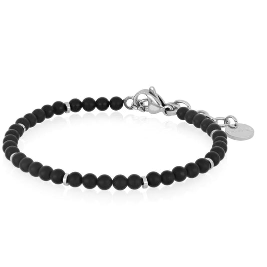 GOYATE' - BRACCIALE IN ACCIAIO CON SFERE NERE