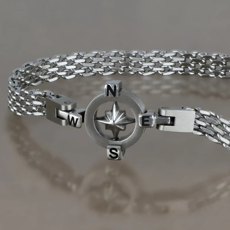 GOYATE' - BRACCIALE UOMO ACCIAIO CON ROSA DEI VENTI