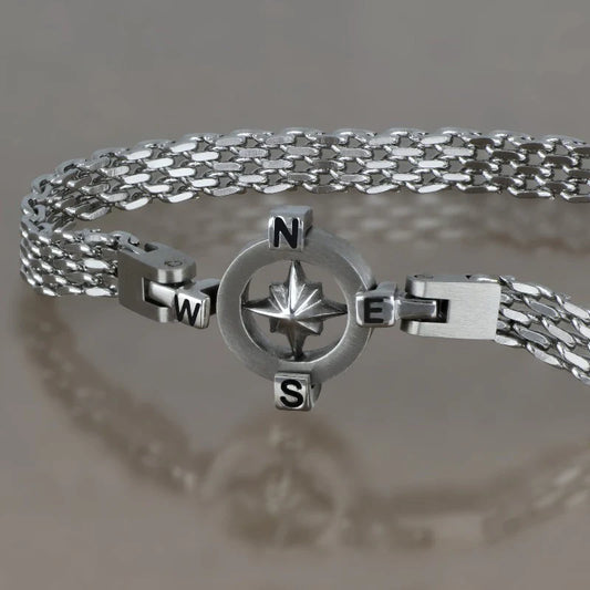 GOYATE' - BRACCIALE UOMO ACCIAIO CON ROSA DEI VENTI