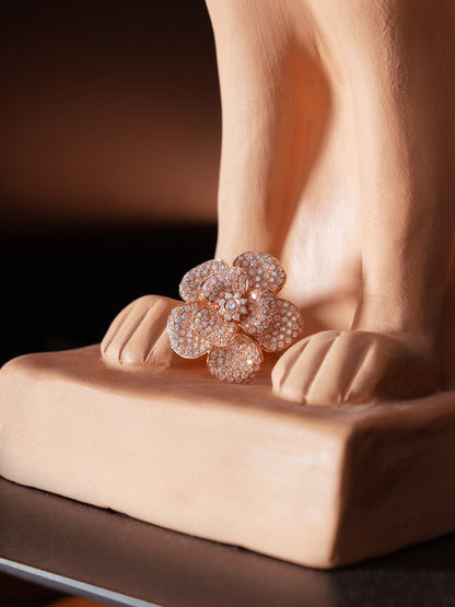 LEO PIZZO - ANELLO NILUFAR ORO ROSE' E PAVE' DI DIAMANTI