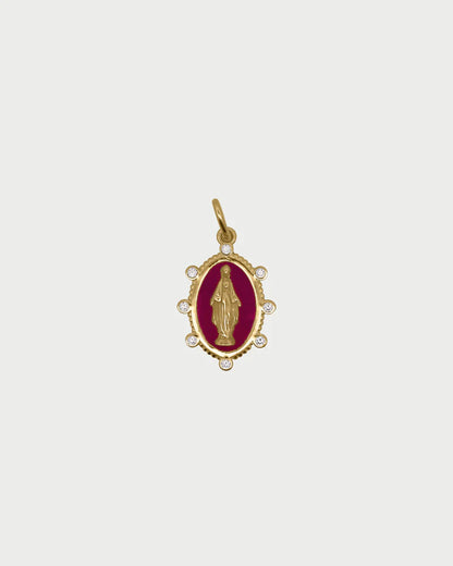 CHARM BAR - CIONDOLO MADONNA SMALTO BURGUNDY