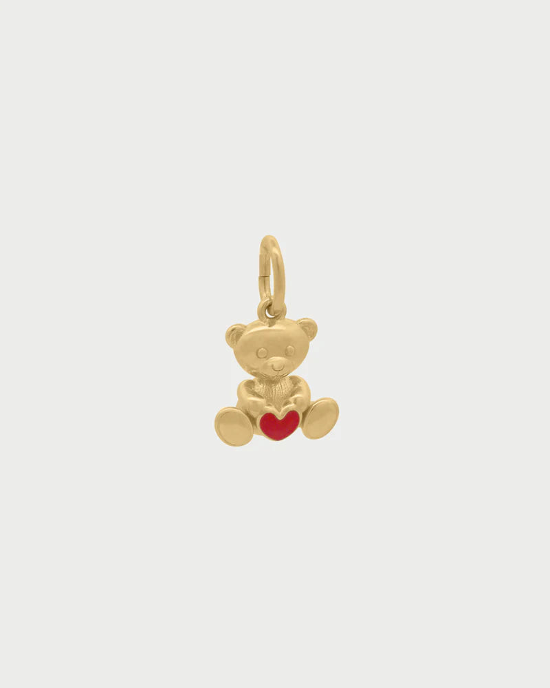 CHARM BAR - CIONDOLO BERTO NELLA ARGENTO DORATO E CUORE ROSSO