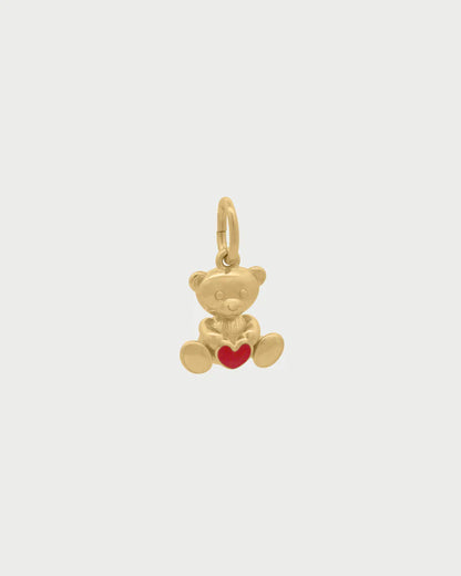 CHARM BAR - CIONDOLO BERTO NELLA ARGENTO DORATO E CUORE ROSSO