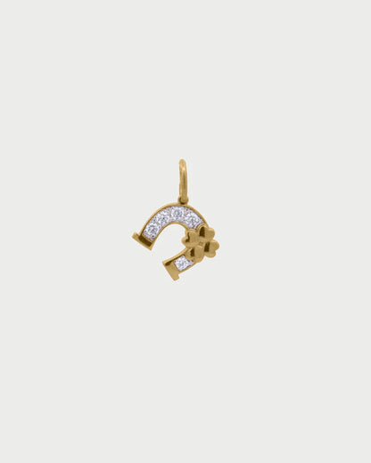 CHARM BAR - CIONDOLO FERRO DI CAVALLO ARGENTO DORATO E ZIRCONI BIANCHI